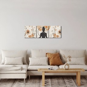 Obraz - Pomarańczowa joga (z zegarem) (90x30 cm)