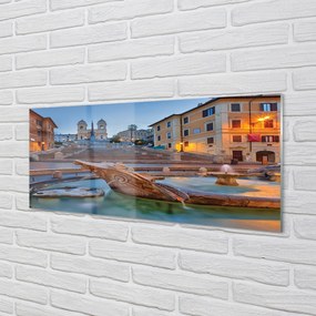 Panel Szklany Rzymska Fontanna o Zmierzchu