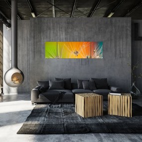 Obraz kropli na roślinie (170x50 cm)