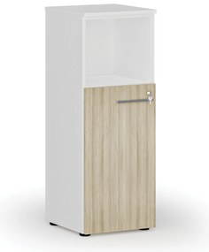 Szafa biurowa kombinowana PRIMO WHITE, 400 x 420 x 1087 mm, biały/dąb naturalny