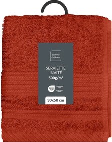 Ceglasty bawełniany ręcznik frotte 30x50 cm Tendresse – douceur d'intérieur