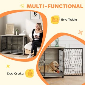 Klatka dla psa PawHut, klatka schronienie z zamknięciem dla dużych psów, Szara