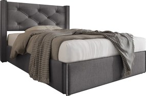 Łóżko tapicerowane 90x200cm z tkaniny bawełnianej - z stelażem na listwach - Szare