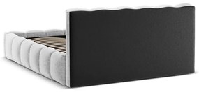 Jasnoszare tapicerowane łóżko dwuosobowe ze schowkiem i stelażem 180x200 cm Lupine – Micadoni Home