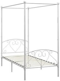 Białe metalowe łóżko z baldachimem 100x200 cm - Nila