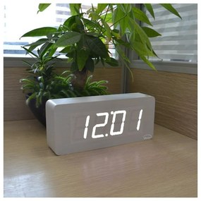 Duży zegar elektroniczny budzik led drewniany cyfrowy stojący termometr dat