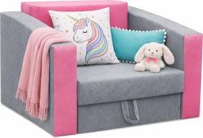 Szaro-różowy młodzieżowy fotel rozkładany H7-C92