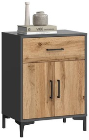 Dwudrzwiowa Komoda Z Szufladą Antracyt + Dąb Wotan G4-P81