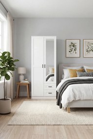 Biała skandynawska szafa uchylna z lustrem F5-B84