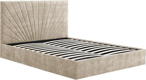 Łóżko ze skrzynią  180 x 200 cm - Tkanina teksturowana - Beżowy - RIBIOLA