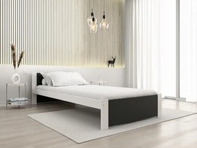 Łóżko IKAROS 90 x 200 cm, antracyt/biały Stelaż: Ze stelażem listwowym rolowanym elastycznym, Materac: Materac Deluxe 10 cm