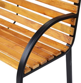 Outsunny Ławka Ogrodowa Parkowa 2 Osoby Stal i Drewno Sosnowe Naturalny Kolor Wygodna i Stylowa 122x60x80cm | Aosom PL