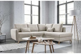 Beżowy rozkładany narożnik Miuform Scandic Lagom L, prawostronny