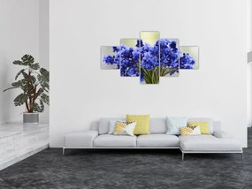 Obraz bukietu niebieskich kwiatów (125x70 cm)