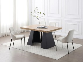 Stół do jadalni rozkładany dla 4 do 10 osób z MDF i metalu - Naturalny i czarny - EMELIA