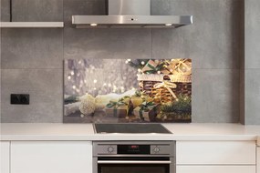 Panel szklany do Kuchni Świąteczne Gałązki i Prezenty