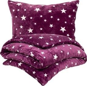 4Home Pościel mikroflanela Stars violet, 140 x 220 cm, 70 x 90 cm