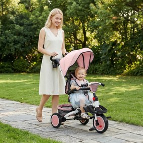 AIYAPLAY Trójkołowiec, 6-w-1 wózek dla małych dzieci, z rączką do pchania, regulowanym siedzeniem, składanym designem, zabezpieczeniem