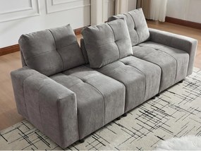 Kanapa 3-osobowa - Funkcja spania - Regulowane oparcie - Konstrukcja z litego drewna - Tkanina szynszyla - Szary