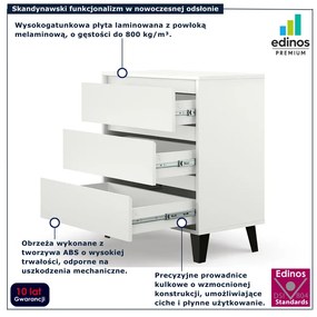 Biała skandynawska komoda z 3 szufladami L6-A60