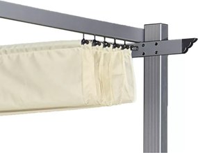 Pawilon ogrodowy Desire 3x4 m – nowoczesna altana tarasowa z aluminiową ramą i rozsuwanym dachem w kolorze ecru
