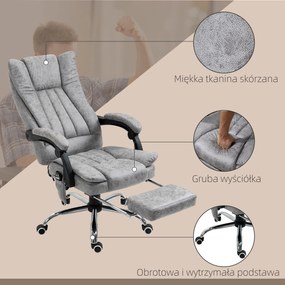 HOMCOM Fotel biurowy ergonomiczny z masażem i podgrzewaniem funkcja leżanki obciążenie do 120kg szary | Aosom PL