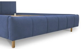 Niebieskie tapicerowane łóżko dwuosobowe ze stelażem 160x200 cm Zee – Scandic