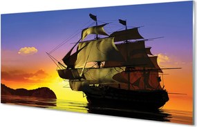 Szkło do Kuchni na Ścianę Statek na tle Nieba i Morza