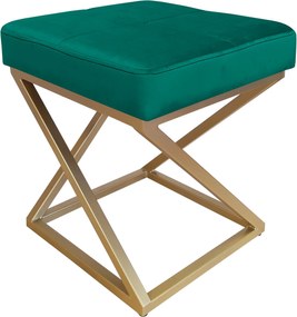 Pufa ZOA tkanina Welur loft ławka podnóżek metal : Kolor Stelaża - Złoty, Kolor tkaniny - VELVET - MG20, Typ tkaniny - Velvet