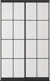 Przesuwne drzwi szafy ze stali - Czarny i matowe szkło hartowane - W250 x S130 cm - ALEPA