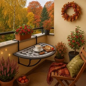 Czarno-biały stolik mozaikowy na balkon M3-M77