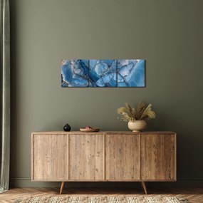 Obraz - Niebieski zróżnicowany marmur (z zegarem) (90x30 cm)