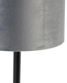 Nowoczesna lampa stołowa czarna z szarym abażurem 25 cm - Simplo Nowoczesny Oswietlenie wewnetrzne