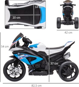 HOMCOM Motocykl Elektryczny dla Dzieci, z Reflektorami i 3 Trybami Muzyki, Dla Dzieci 1,5-5 Lat, Niebieski, 82,5 x 42 x 54 cm