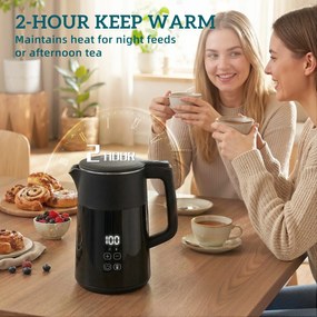 HOMCOM Elektryczny czajnik, 1,7 l, szybkie gotowanie, 2200 W, z wyświetlaczem LED, funkcją podtrzymywania ciepła, zabezpieczeniem przed suchobiegiem, bez PTFE | Aosom PL