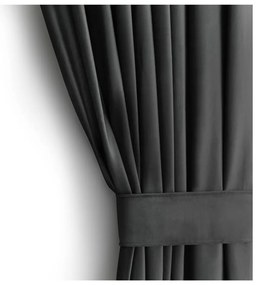 Ciemnoszara aksamitna zasłona częściowo zaciemniająca (dimout) 140x270 cm Eyelets – Restilo