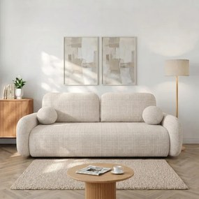 Sofa VIDI Rozkładana Dwuosobowa Beżowa Szenil Japandi