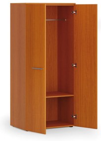 Szafa ubraniowa biurowa PRIMO WOOD, 1 półka, drążek do szafy, 800 x 500 x 1781 mm, czereśnia