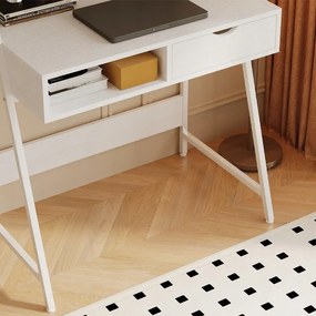 Biurko komputerowe w stylu industrialnym – białe, 81x100x50 cm