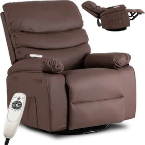 Fotel Masujący BRUCE Rozkładany Brązowy Ekoskóra Nowoczesny