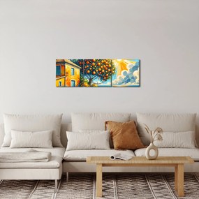 Obraz - Dom z pomarańczami I. (z zegarem) (90x30 cm)