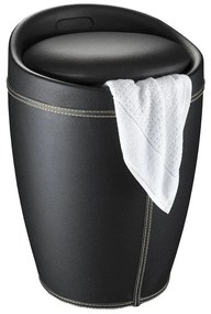 Pufa CANDY BLACK - kosz na pranie, 2 w 1, WENKO