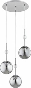 Lampa wisząca na lince ARVENA 3xE14/10W/230V błyszczący chrom/czarny/przydymiony