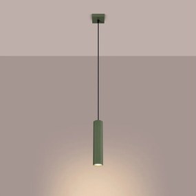 Lampa wisząca minimalistyczny Gloow, aluminium - 1 źródło światła 3000K - L.8 x H.118 cm - zielony oliwkowy
