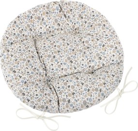 Bellatex Siedzisko EMA okrągłe pikowane Kwiatek beżowo-niebieski, 40 cm