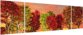 Obraz - Kolorowe drzewa (170x50 cm)