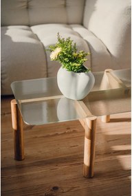 Stolik ze szklanym blatem w naturalnym kolorze 55x105 cm Kob – noo.ma