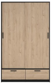 Czarno-naturalna szafa w dekorze dębu z drzwiami przesuwnymi 121x200 cm Line – Tvilum