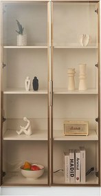 Witryna z 2 drzwiami szklanymi, wysoki kredens - LED-y - 80 x 40 x 160 cm - Płyta wiórowa - Biały