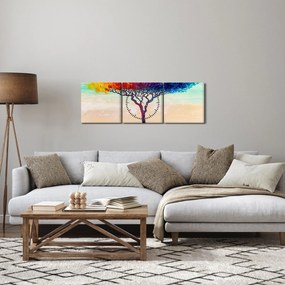 Obraz malowanego drzewa (z zegarem) (90x30 cm)